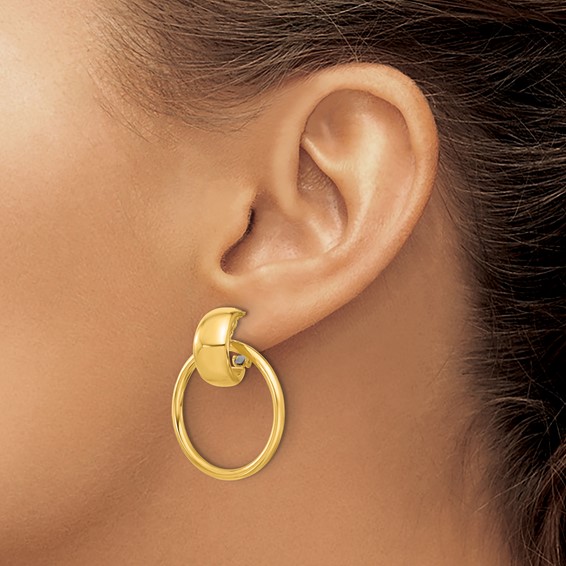 Leslie's 14K Polished Circle Dangle Omega Back Earrings