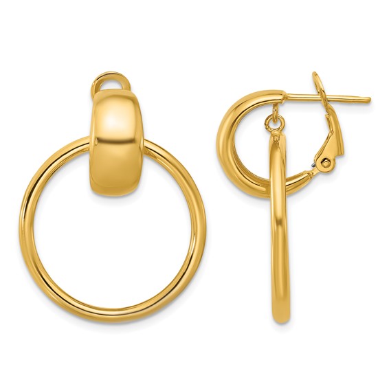 Leslie's 14K Polished Circle Dangle Omega Back Earrings