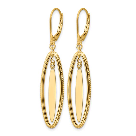 Leslie's 14K Polished and Textured Dangle Leverback Earrings