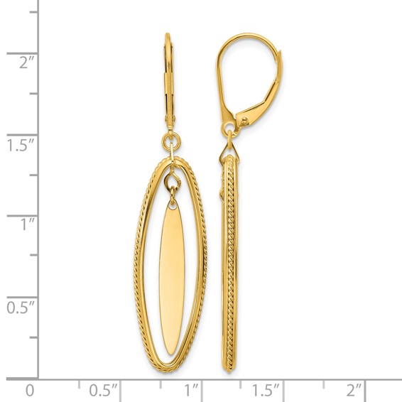 Leslie's 14K Polished and Textured Dangle Leverback Earrings