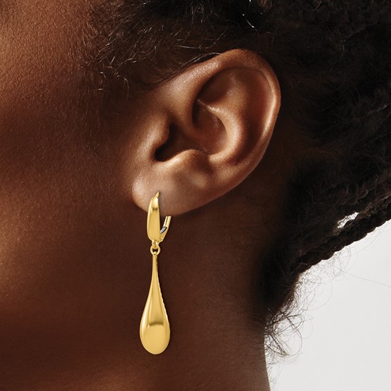Leslie's 14K Polished Teardrop Dangle Leverback Earrings