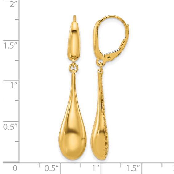 Leslie's 14K Polished Teardrop Dangle Leverback Earrings