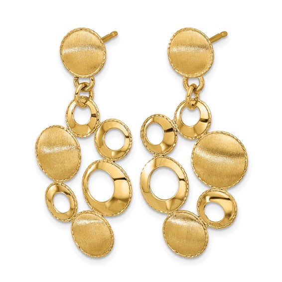 Leslie's' 14K Polished and Satin Circles Post Dangle Earrings