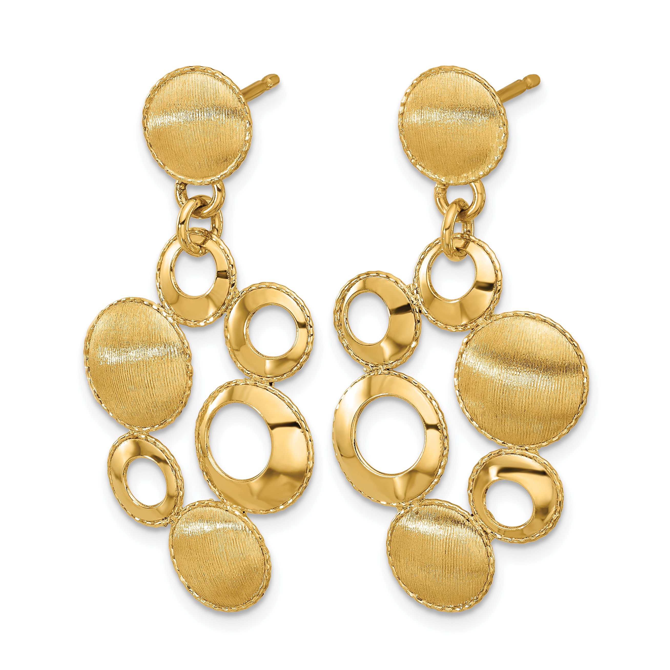 Polished and Satin Circle Dangle Earrings