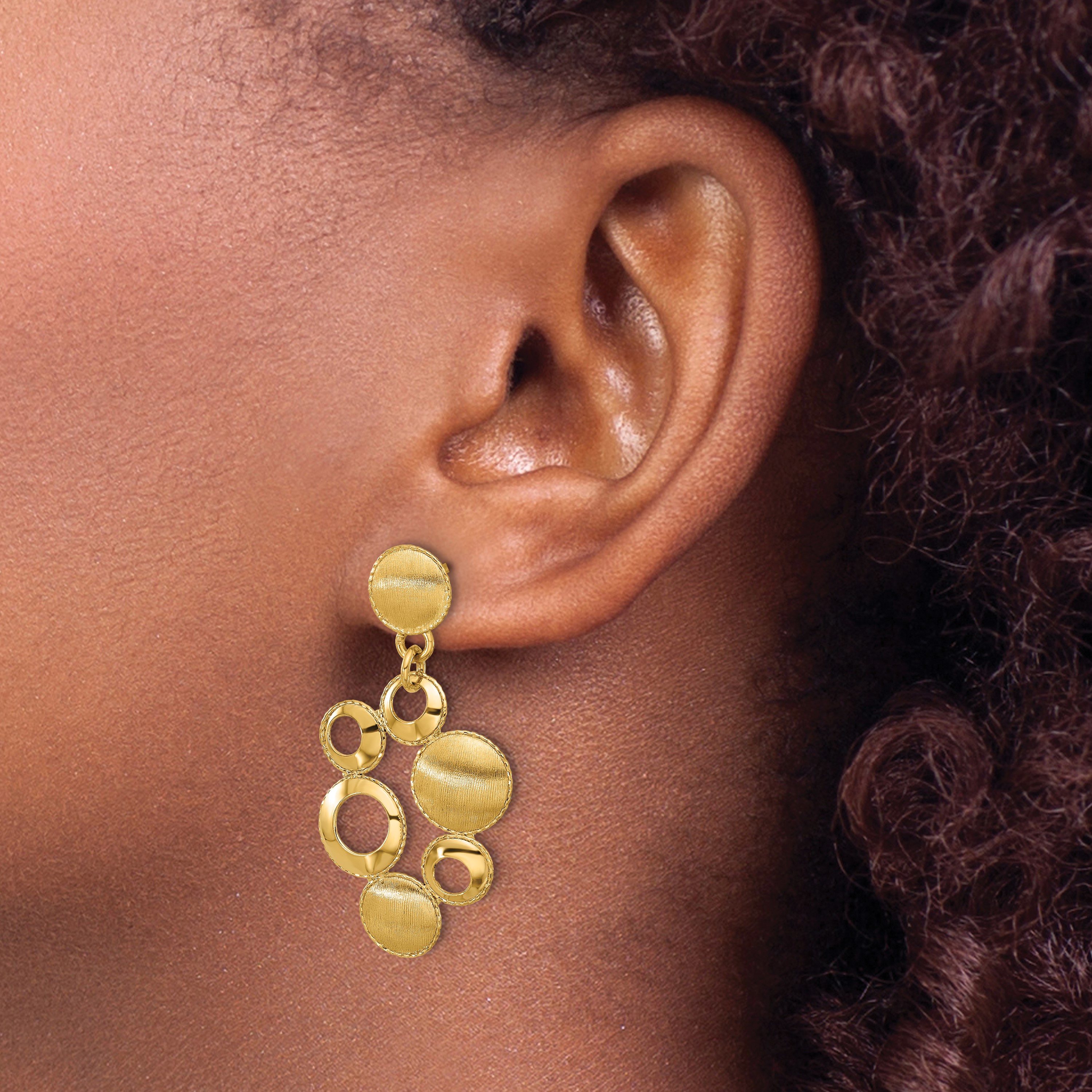 Polished and Satin Circle Dangle Earrings