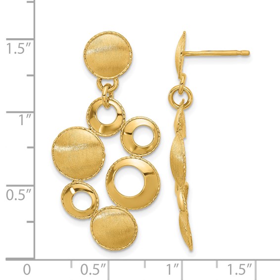 Leslie's' 14K Polished and Satin Circles Post Dangle Earrings