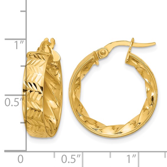 Leslie's Gold Polished and Diamond-cut Hoop Earrings