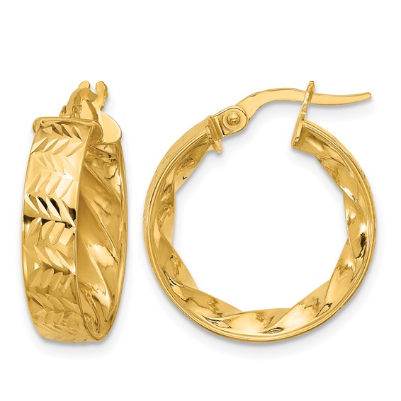 Leslie's Gold Polished and Diamond-cut Hoop Earrings