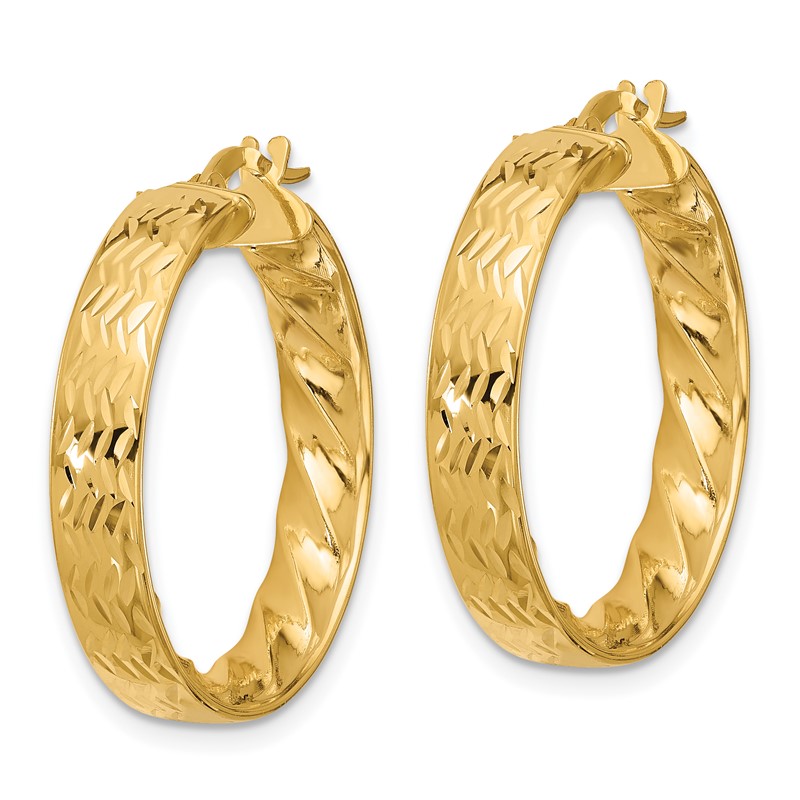 14k Polished and D/C Hoop Earrings