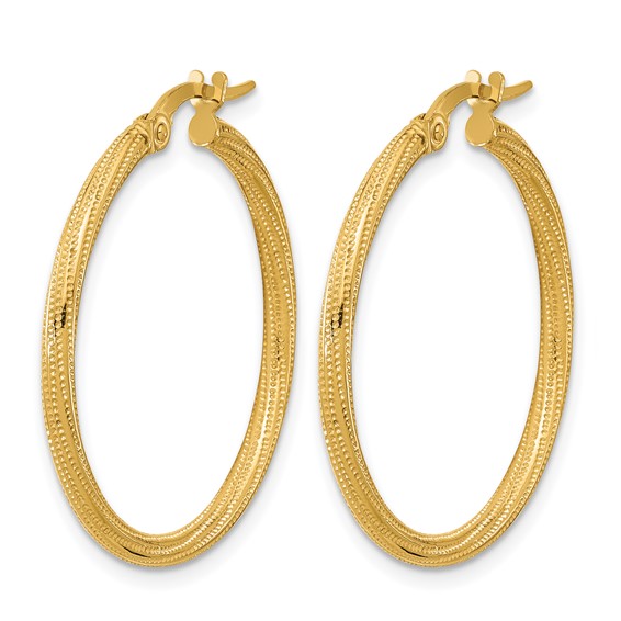 Leslie's 14k Polished and Textured Twisted Tube Hoop Earrings