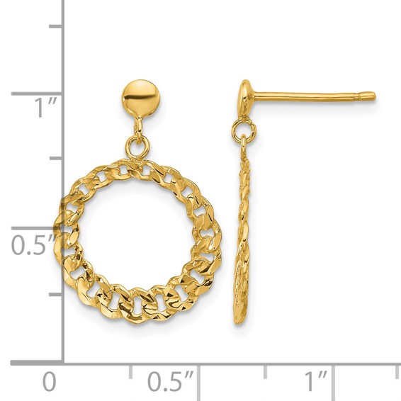 Leslie's 14K Polished and Diamond-cut Circles Dangle Post Earrings