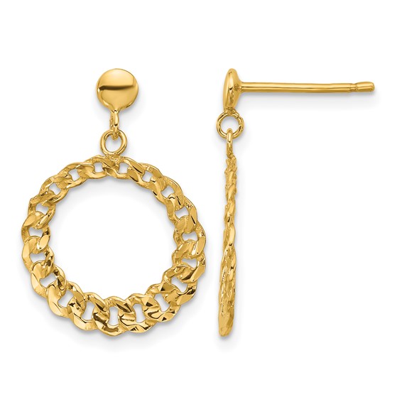 Leslie's 14K Polished and Diamond-cut Circles Dangle Post Earrings