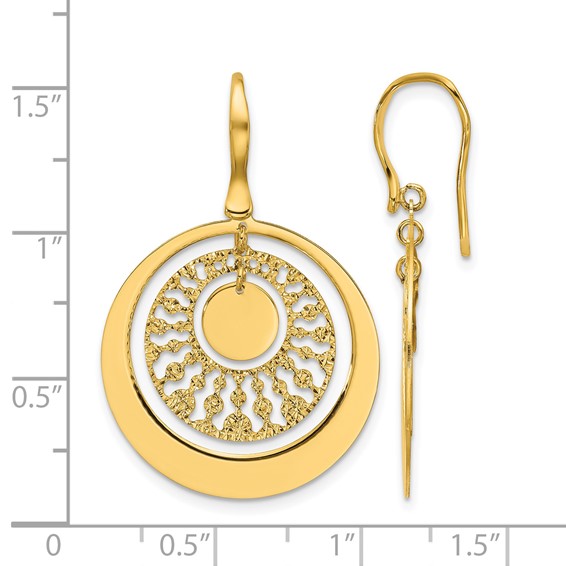 Leslie's 14K Polished and Diamond-cut Circles Dangle Earrings