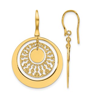 Leslie's 14K Polished and Diamond-cut Circles Dangle Earrings