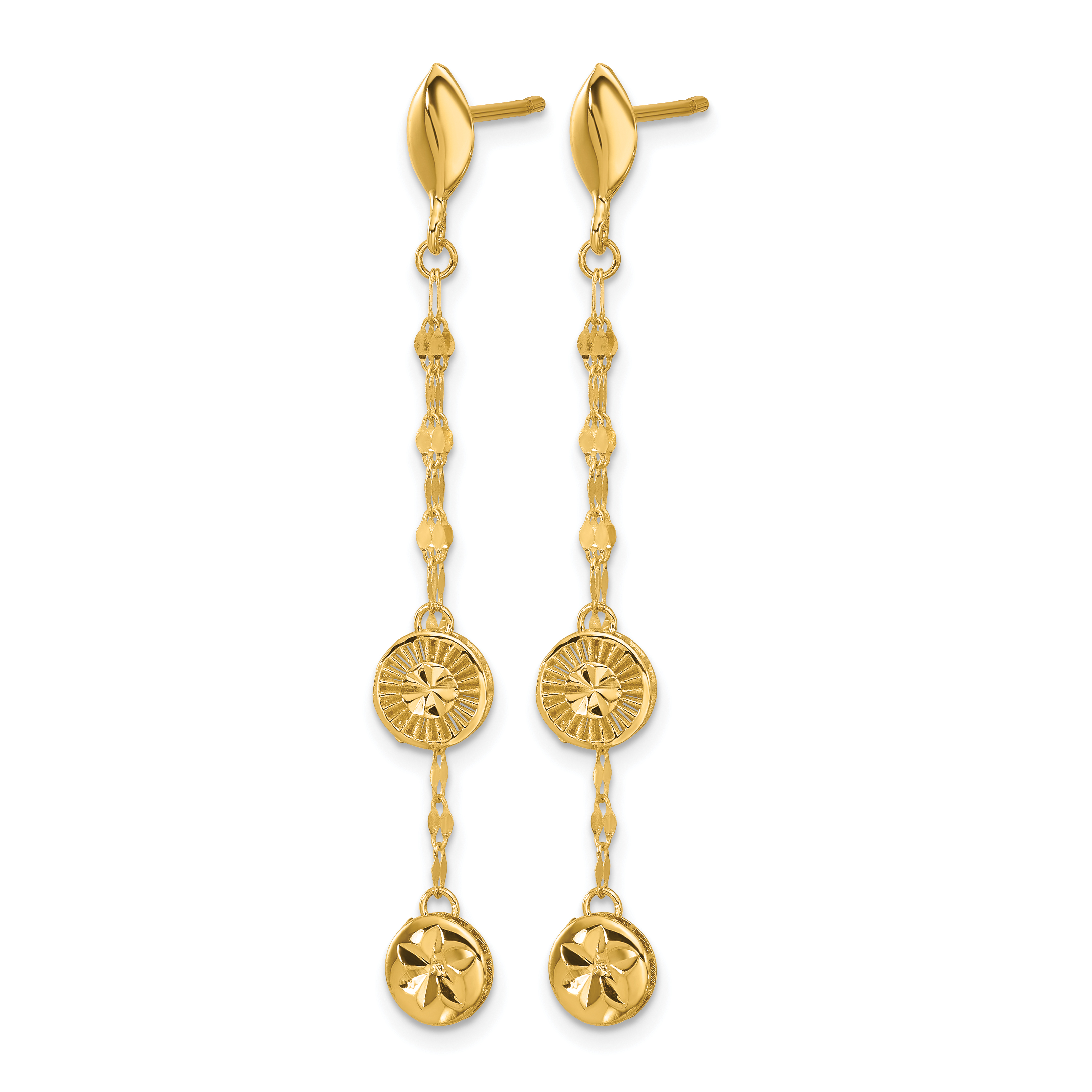 Disc Dangle Gold Earrings