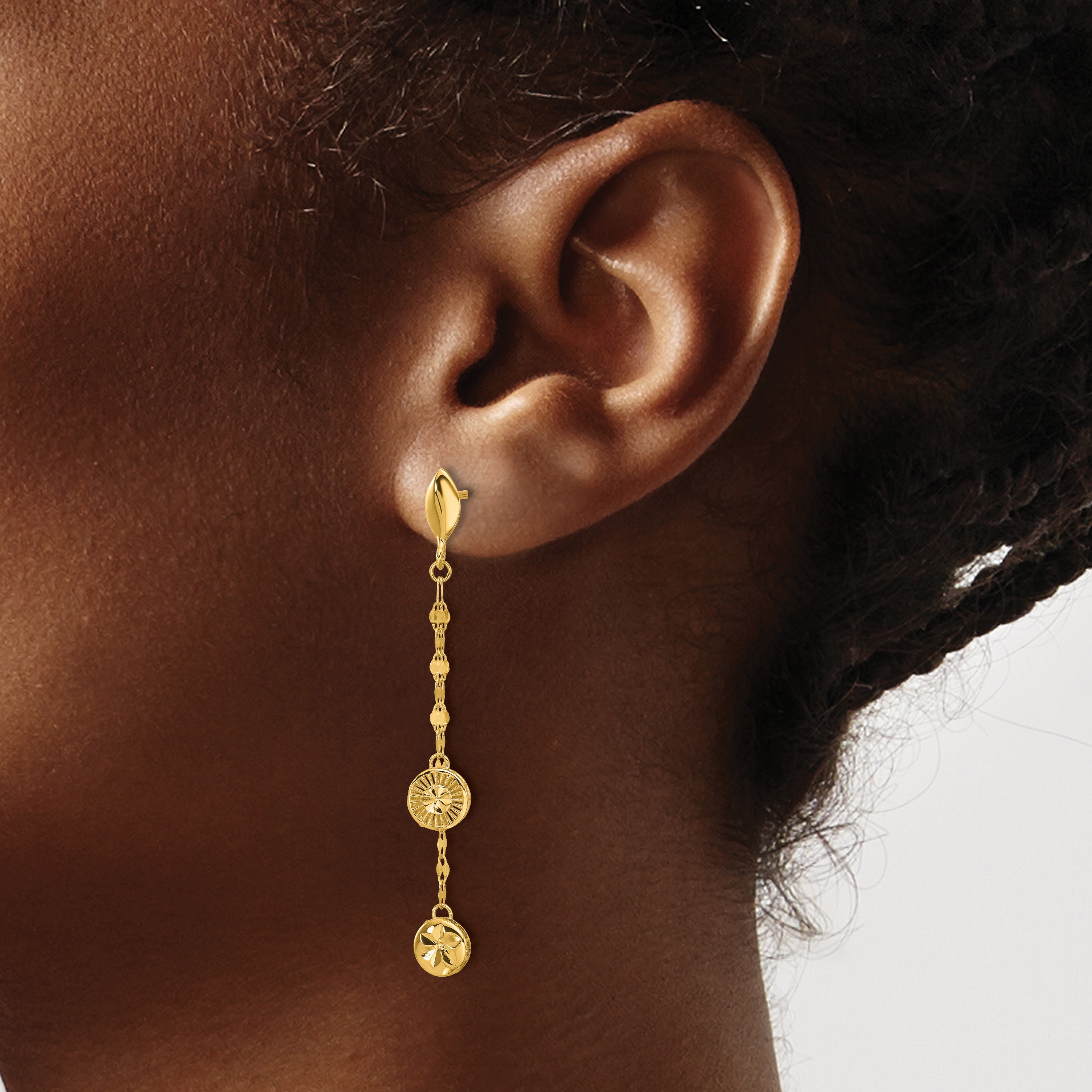 Disc Dangle Gold Earrings