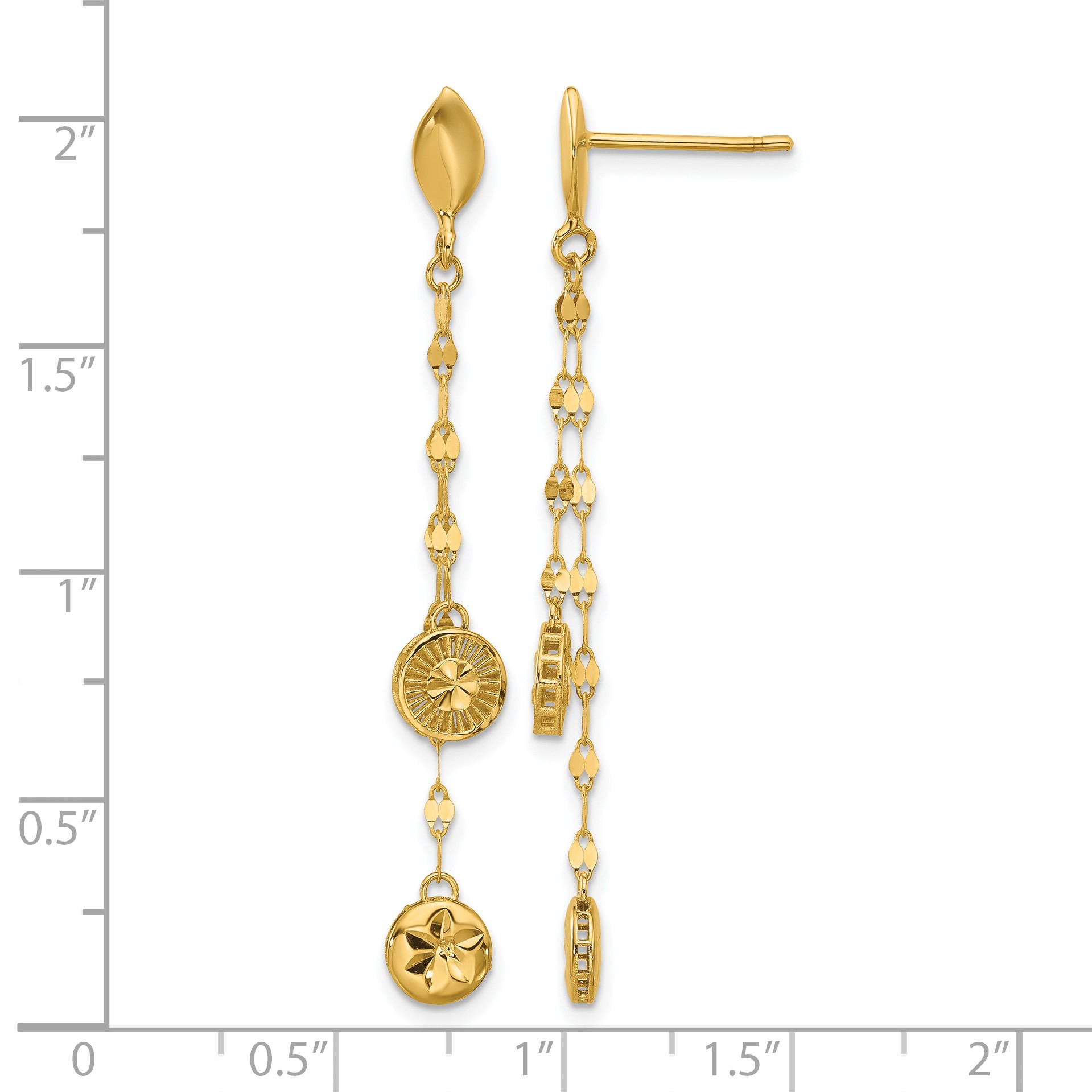 Disc Dangle Gold Earrings