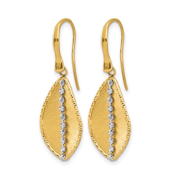 Leslie's 14K Two-tone Polished and Satin Teardrop Dangle Earrings