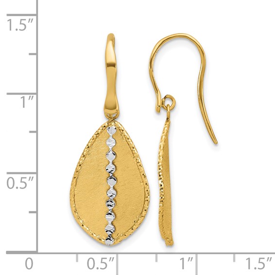 Leslie's 14K Two-tone Polished and Satin Teardrop Dangle Earrings