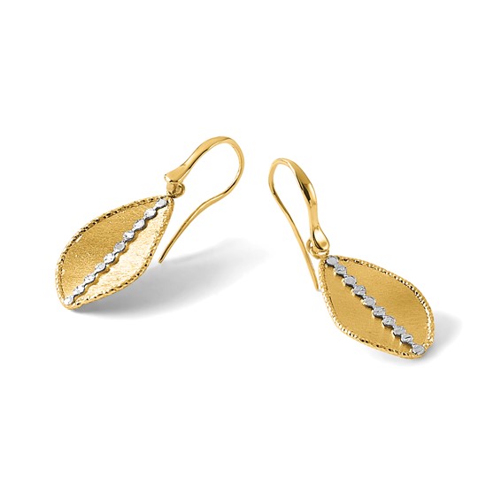 Leslie's 14K Two-tone Polished and Satin Teardrop Dangle Earrings