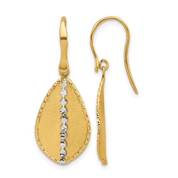 Leslie's 14K Two-tone Polished and Satin Teardrop Dangle Earrings