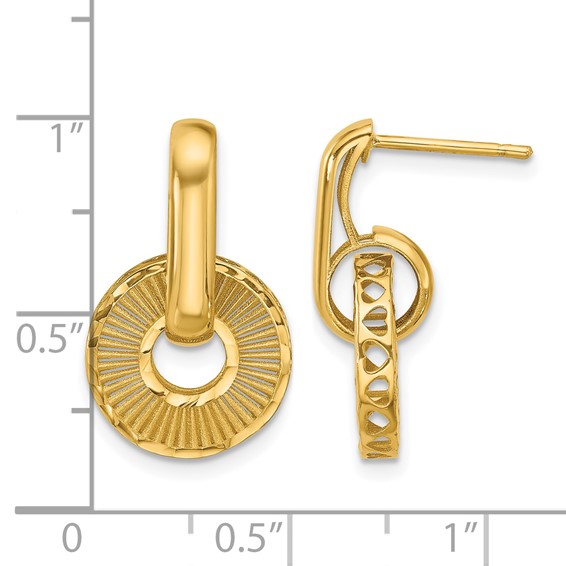 Leslie's 14K Polished and Diamond-cut Dangle Post Earrings