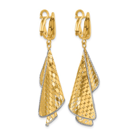 Leslie's 14K Two-tone Polished & D/C Post Omega Dangle Earrings