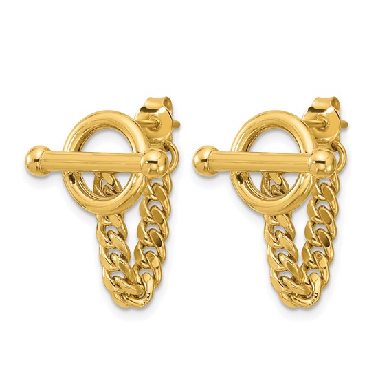 Leslie's 14K Polished Toggle Chain Post Earrings