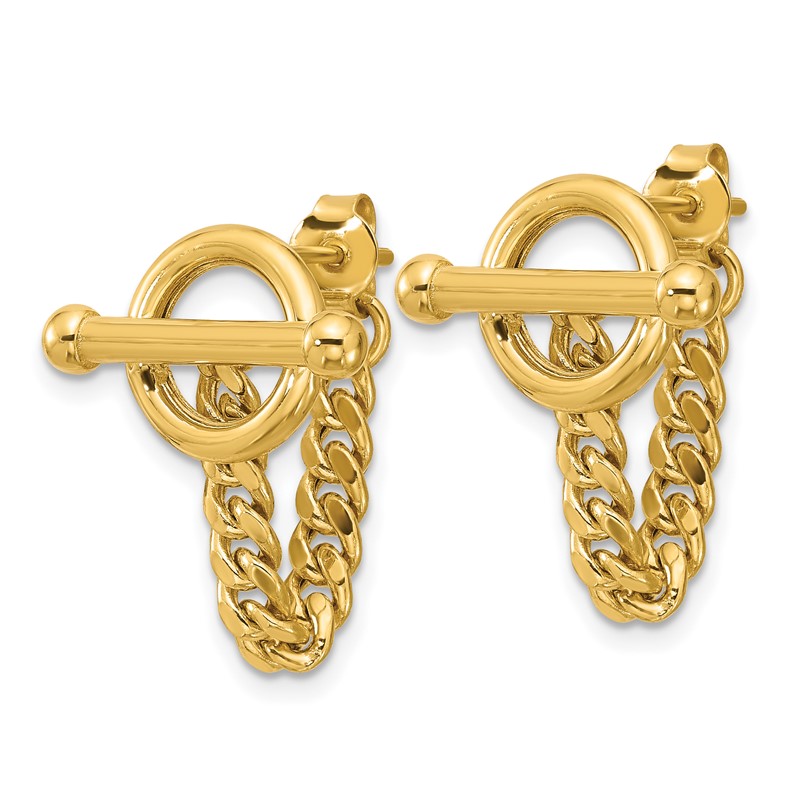 14K Polished Toggle Chain Post Earrings