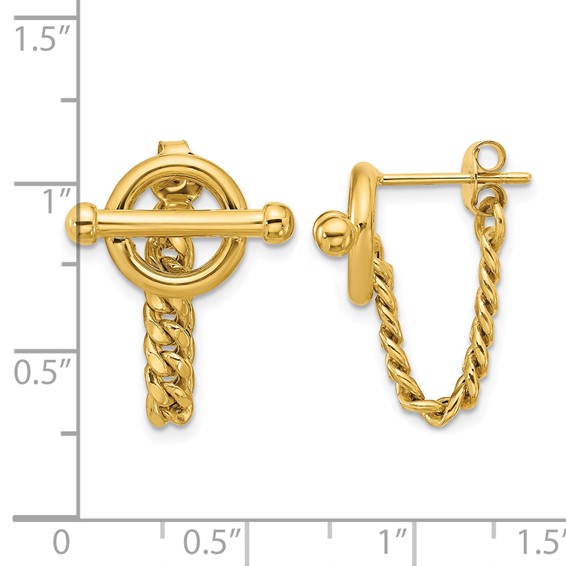 Leslie's 14K Polished Toggle Chain Post Earrings