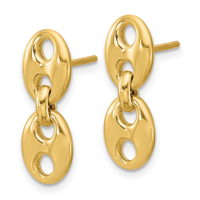 14K Polished Hollow Dangle post Earrings