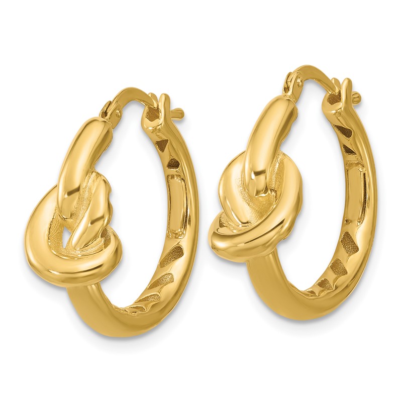 14K Polished Hollow Knot Round Hoop Earrings