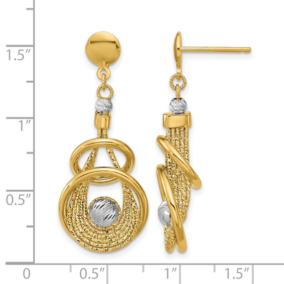 Leslie's 14K TT Polished/Dia-cut Fancy Teardrop Dangle Post Earrings