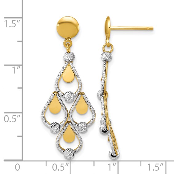 Leslie's 14K TT Polished / Dia-cut Chandelier Dangle Post Earrings