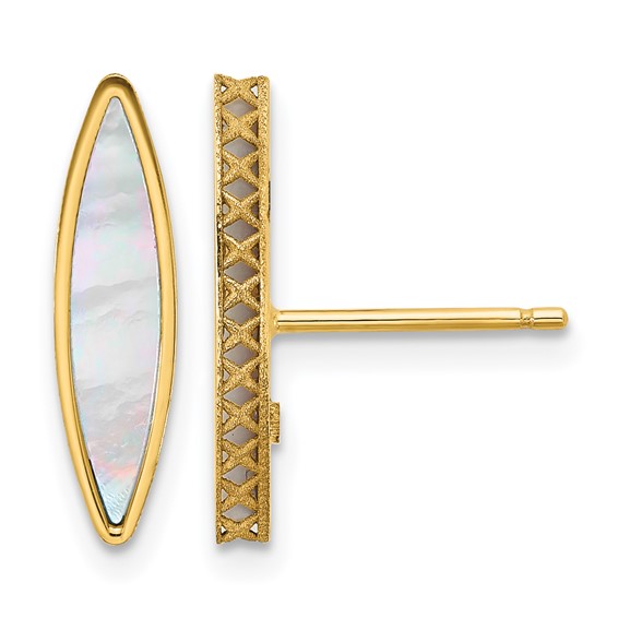 Leslie's 14K Polished Mother of Pearl Post Earrings
