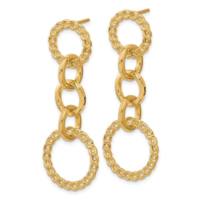 14K Polished Fancy Circle Link Dangle Post Earrings