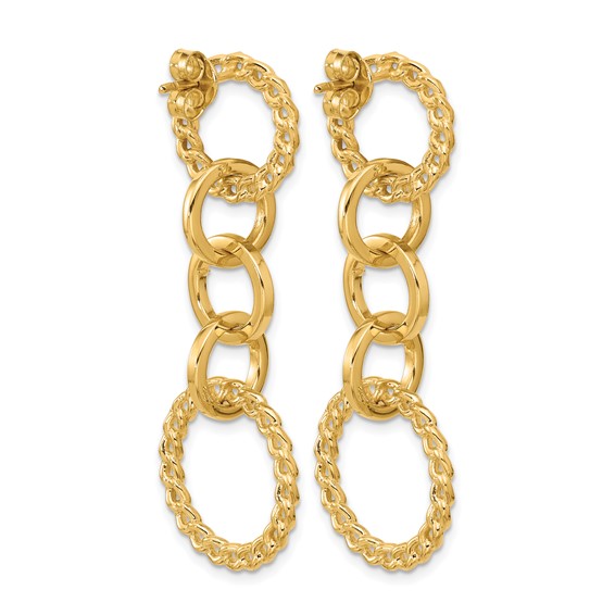 Leslie's 14K Polished Fancy Circle Link Dangle Post Earrings