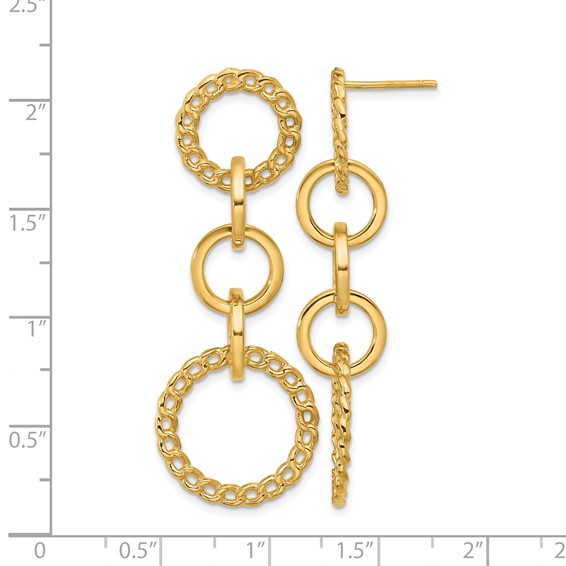 Leslie's 14K Polished Fancy Circle Link Dangle Post Earrings