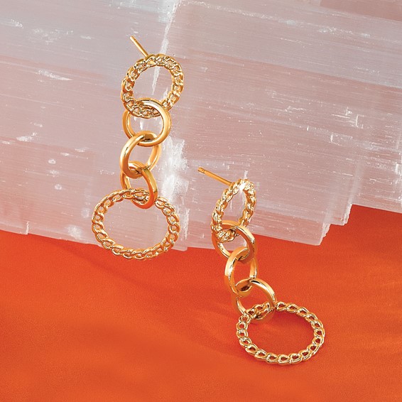 Leslie's 14K Polished Fancy Circle Link Dangle Post Earrings