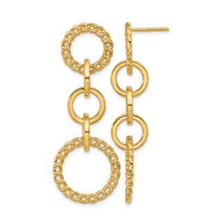 Leslie's 14K Polished Fancy Circle Link Dangle Post Earrings