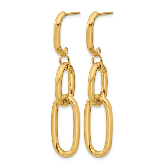 Leslie's 14K Polished Oval Link Dangle Post Earrings