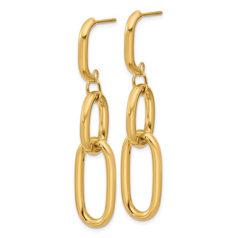 14K Polished Oval Link Dangle Post Earrings