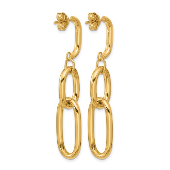 Leslie's 14K Polished Oval Link Dangle Post Earrings