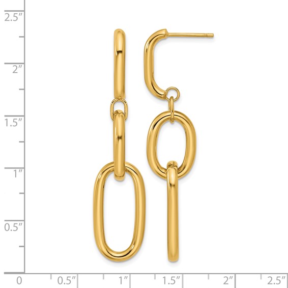 Leslie's 14K Polished Oval Link Dangle Post Earrings