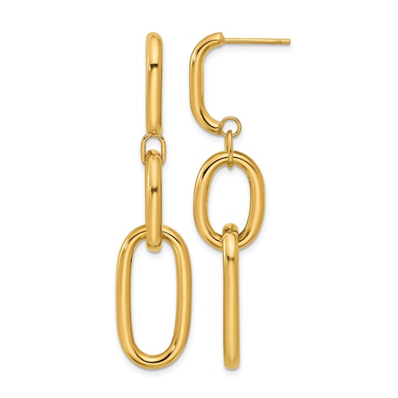 Leslie's 14K Polished Oval Link Dangle Post Earrings