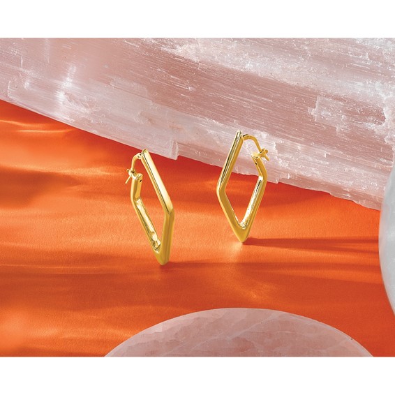 Leslie's 14K Polished Hollow Diamond Shape Hoop Earrings