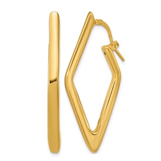 Leslie's 14K Polished Hollow Diamond Shape Hoop Earrings