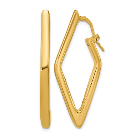 Leslie's 14K Polished Hollow Diamond Shape Hoop Earrings