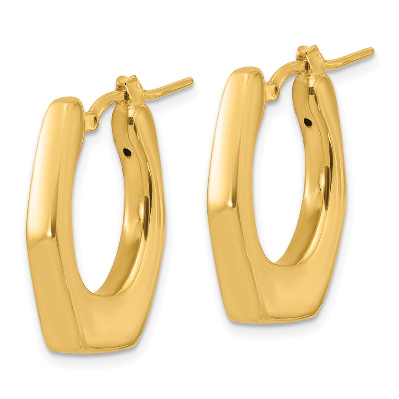 14K Polished Hollow Fancy Hoop Earrings