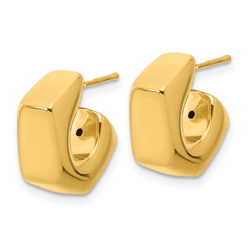 14K Polished Hollow J-Hoop Post Earrings